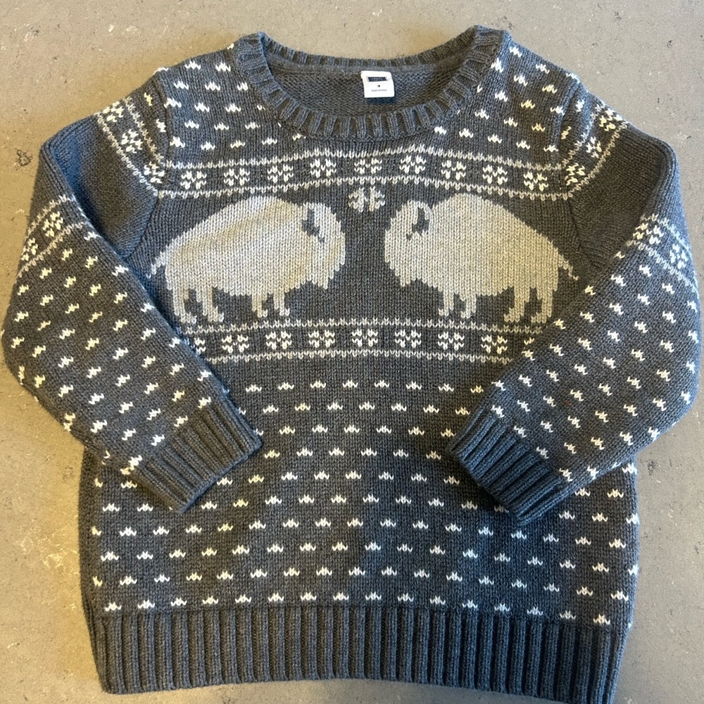 Janie and Jack Charcoal and Cream Crewneck Sweater